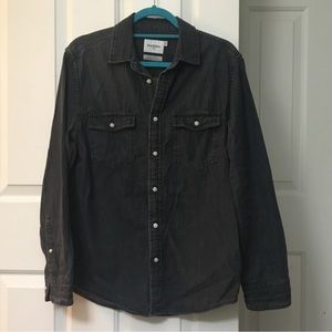 Dark denim button down shirt